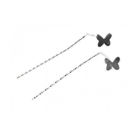 Pendientes de plata de ley con forma de mariposa y cadena colgante de www.puravidapulseras.com
