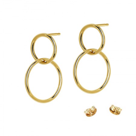 2 circle gold earrings