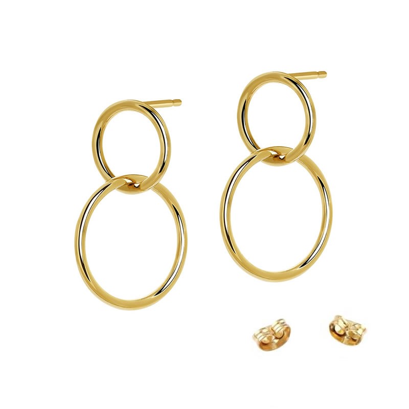 2 circle gold earrings