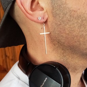 Large Cross Earring Silver 925 2