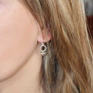 Pendientes Aro Simbolo Mujer Plata 2