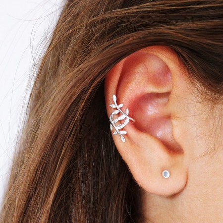 Ear cuff de plata con forma de hojas – Sin necesidad de agujero.