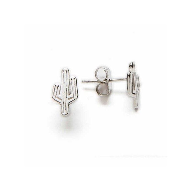 Pendientes Cactus Plata de Ley con baño de rodio