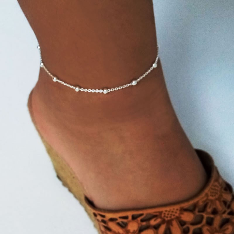silver bead anklet