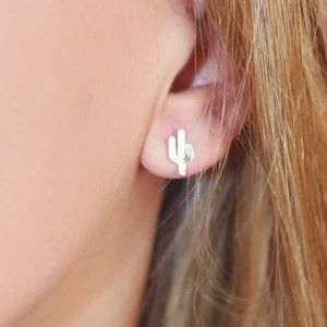 Pendientes Cactus Plata de Ley con baño de rodio 2