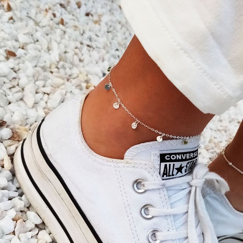 Sterling Silver Anklet with Charms