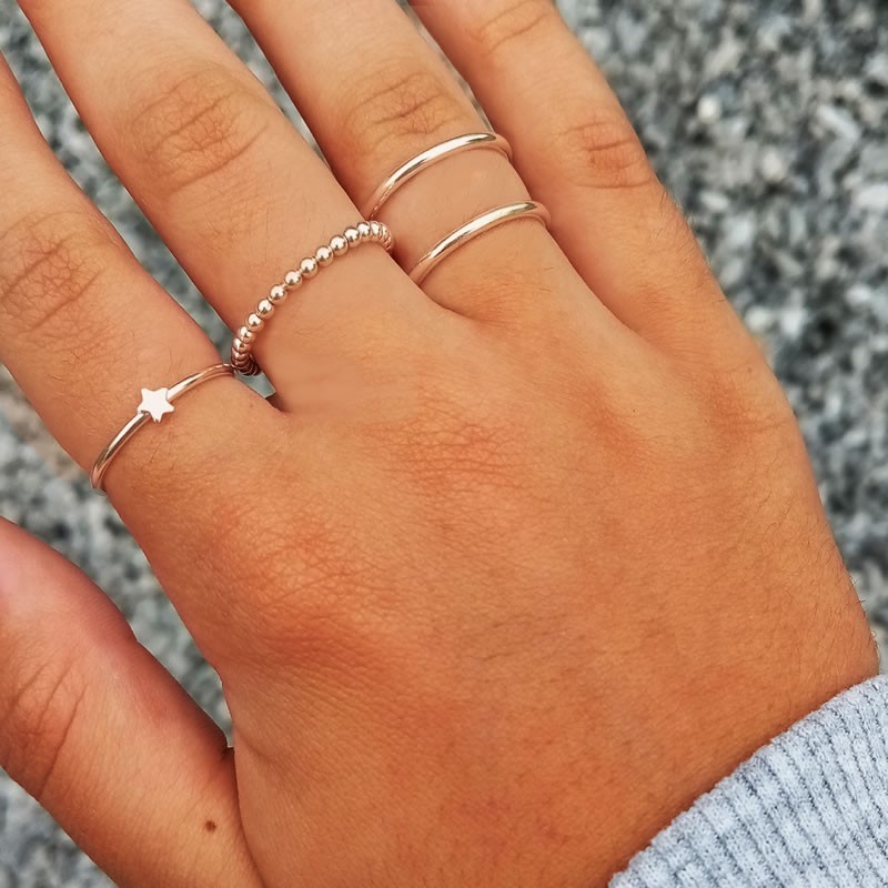 Anillo bolitas plata