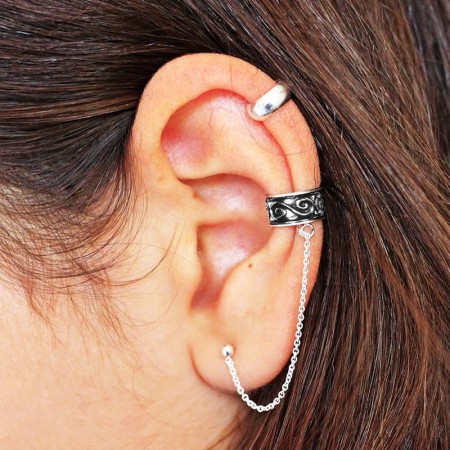 Pendientes cartílago con cadena