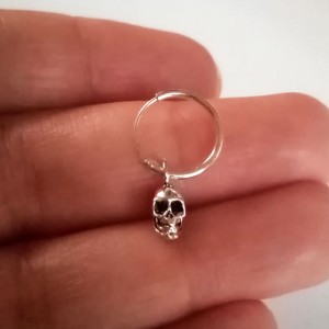 Pendientes Aro Calavera Plata 2
