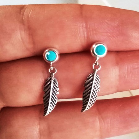Pendientes Turquesa y Pluma