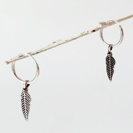 Pendientes Aro Plata Pluma