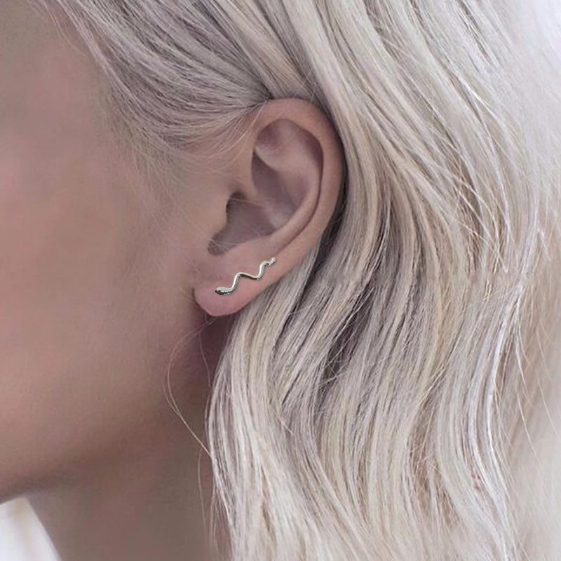 Side View of Silver Snake Ear Climber Earrings – Perfect for Making a Statement