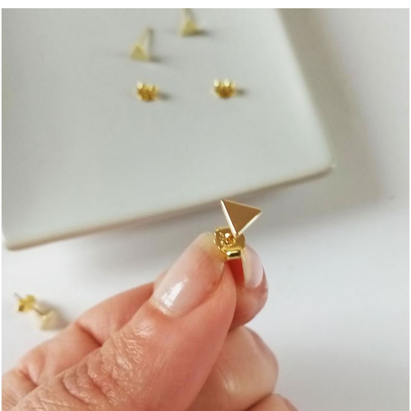 Mini Gold Triangle Earrings