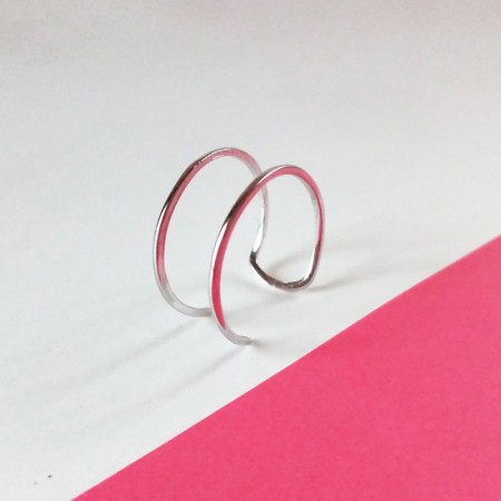Side View of Adjustable Double Band Ring in Sterling Silve