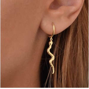 Gold Snake Hoop Earrings