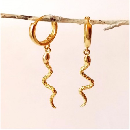 Gold Snake Hoop Earrings
