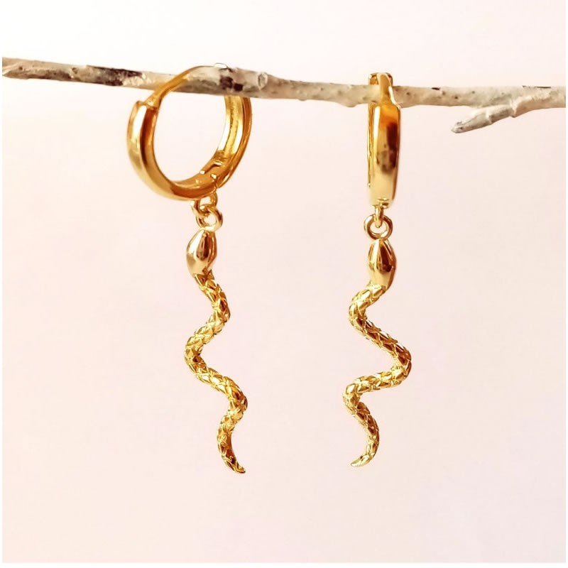 Gold Snake Hoop Earrings
