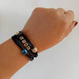 Blue Love Wrap Bracelet blue with LOVE beads 2