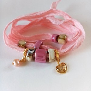 pink boho wrap bracelet woman 2