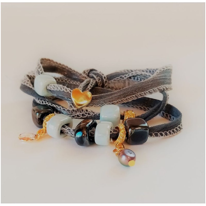 Pulsera boho chic grey