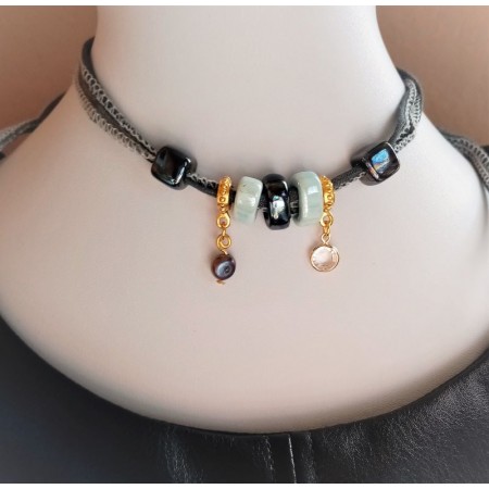 collar boho chic grey