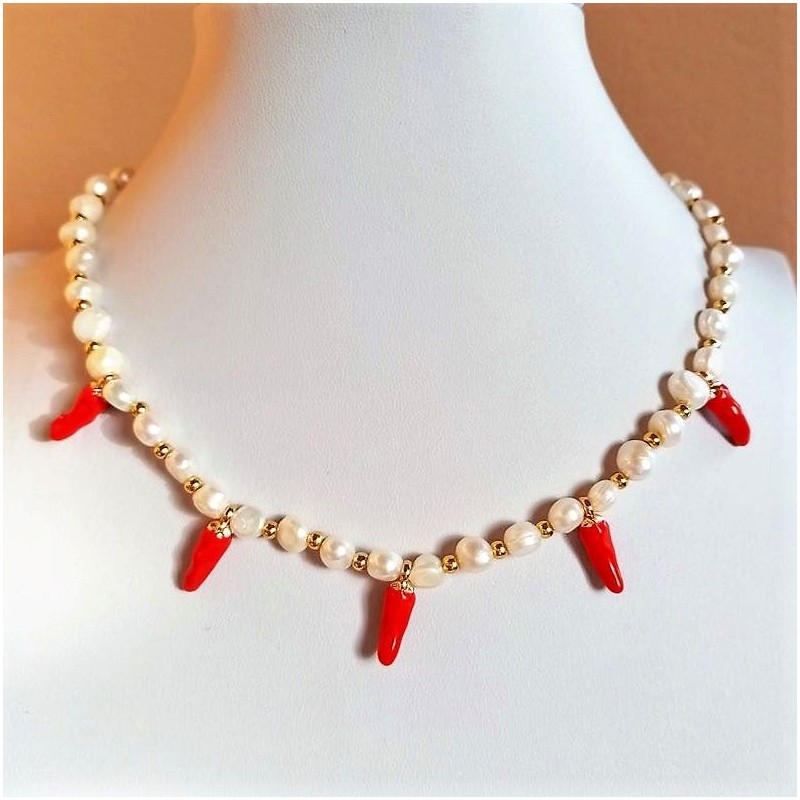 Gold Red Chili Peppers Necklace