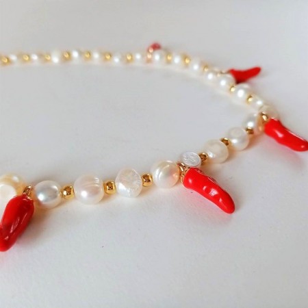 Gold Red Chili Peppers Necklace