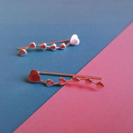 pendientes trepadores 6 corazones