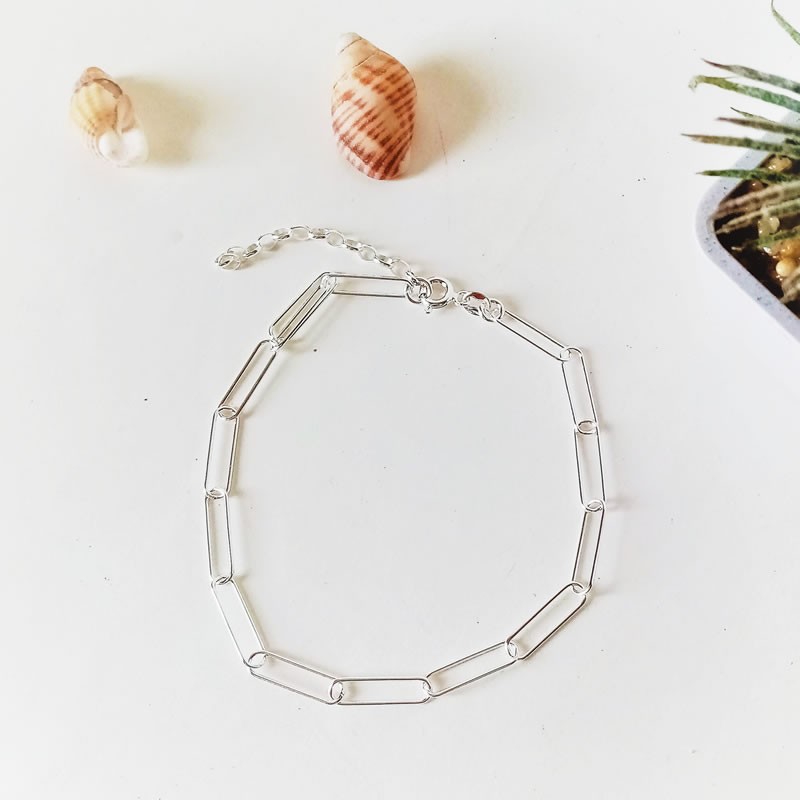 tobillera de plata eslabones