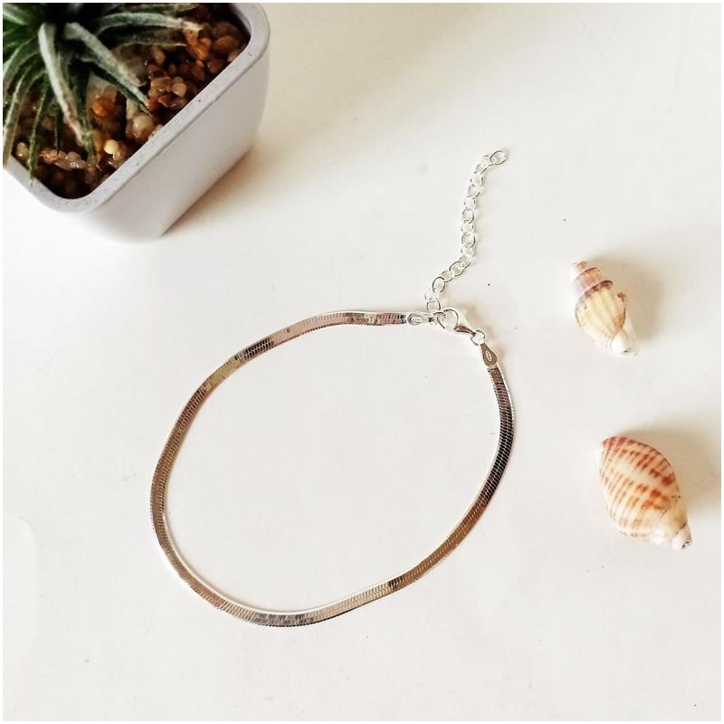 Tobillera Plata Cordon Plano