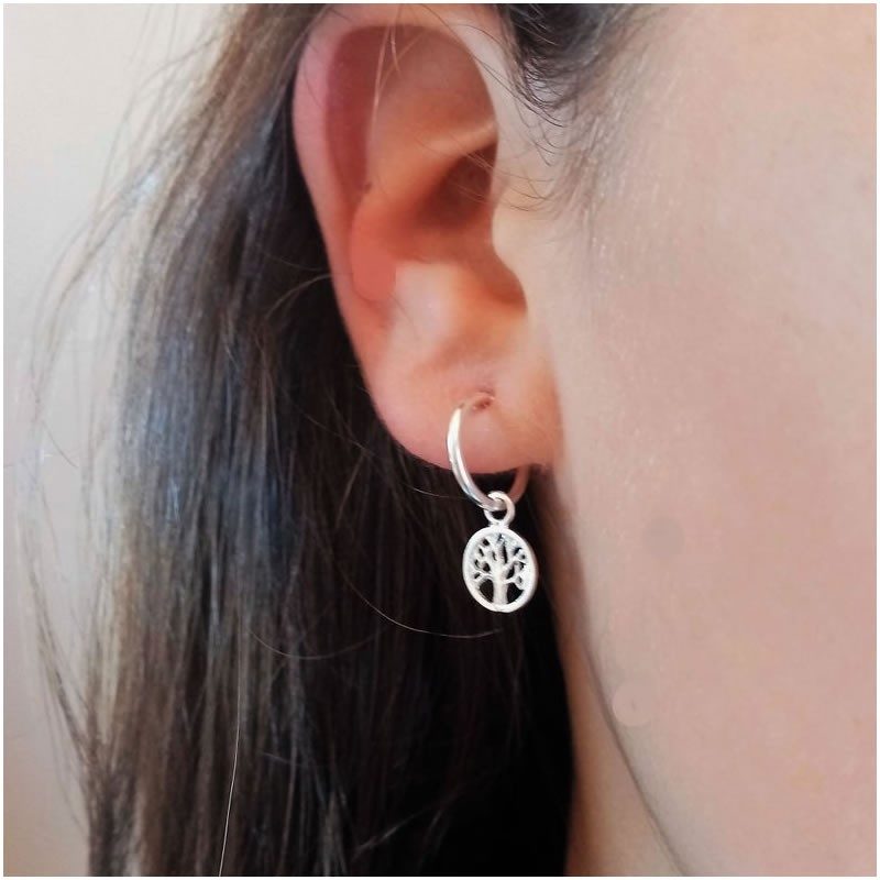 Tree of life hoop earrings