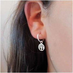 Tree of life hoop earrings