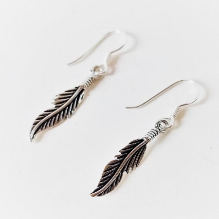 Pendientes Hippie Pluma Plata