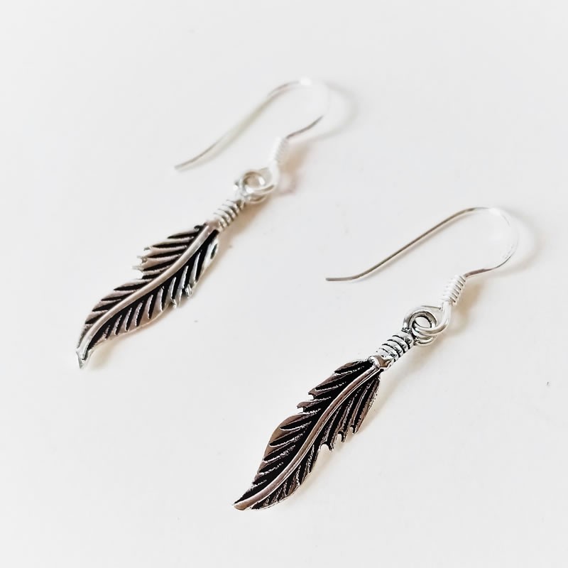 Pendientes Hippie Pluma Plata