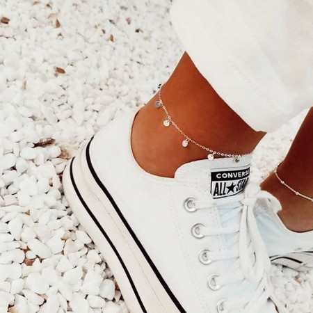Silver Anklet with Round Charms