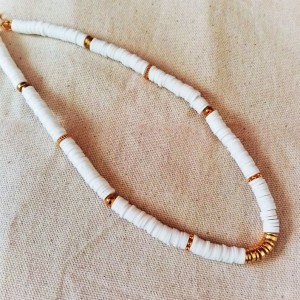 Heishi  Necklace white and gold