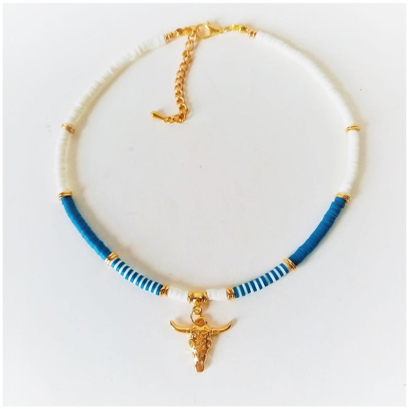 heishi cow necklace