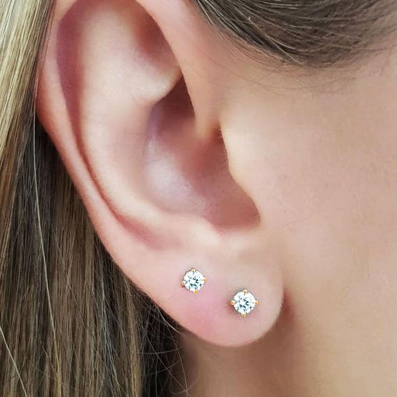 pendientes circonita plata baño de oro