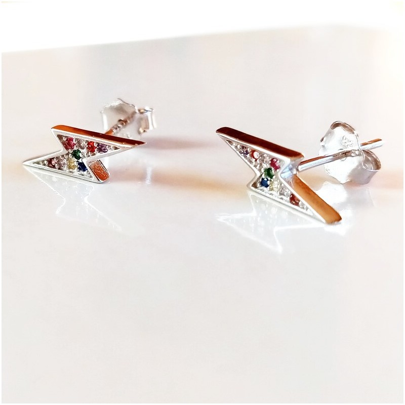 Piercing Rayo Plata Circonitas Colores