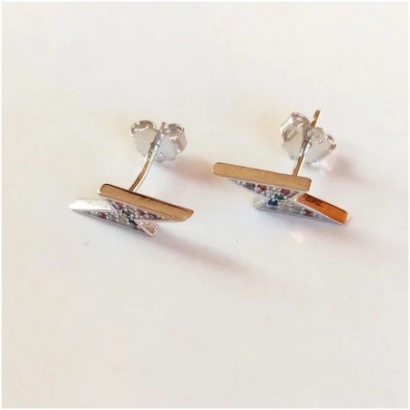 pendientes rayo circonitas plata