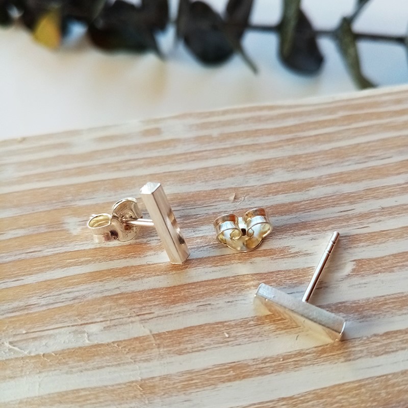 pendientes barra plata