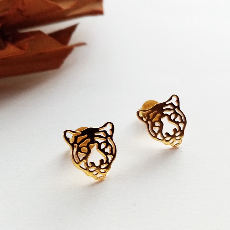 Pendientes de oro cara de tigre