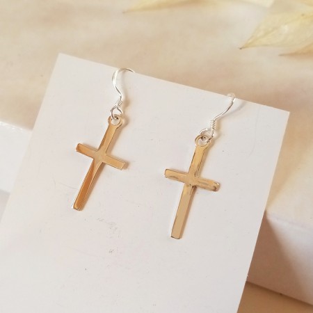 silver cross earrings
