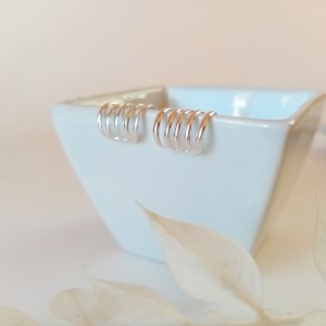 silver Cartilage Earrings 5 ​​Hoops 2