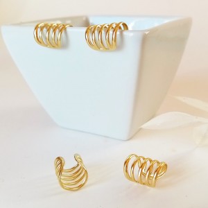 18K gold-plated 5-hoop sterling silver ear cuff. 2