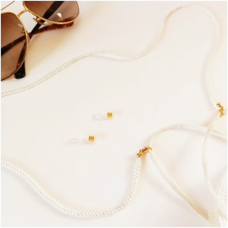 Pearl Mask Attachment Cord and 18K Gold Plated 925 Silver Hooks