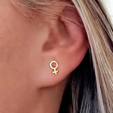 pendientes simbolo mujer oro