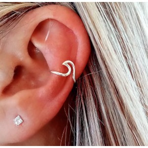 Sterling silver Wave ear cuff with sea wave design.