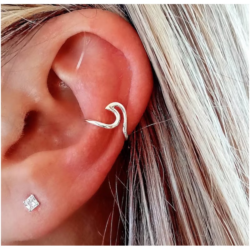 ear cuff plata ola