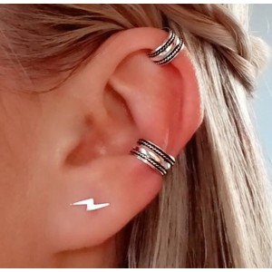 pendientes mini rayo plata